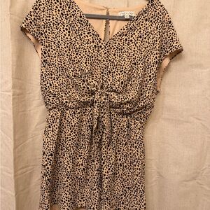 Leopard Print Tie Waist Romper – Size L